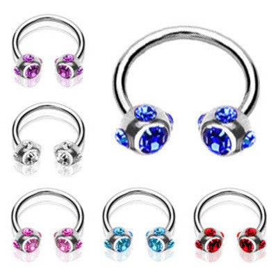16GA Surgical Steel Horseshoe with 5 Gem Ball Ends - Image 3