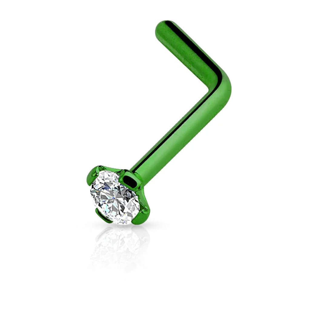20ga 316L Surgical Steel L Shape Nose Ring Stud - Image 4