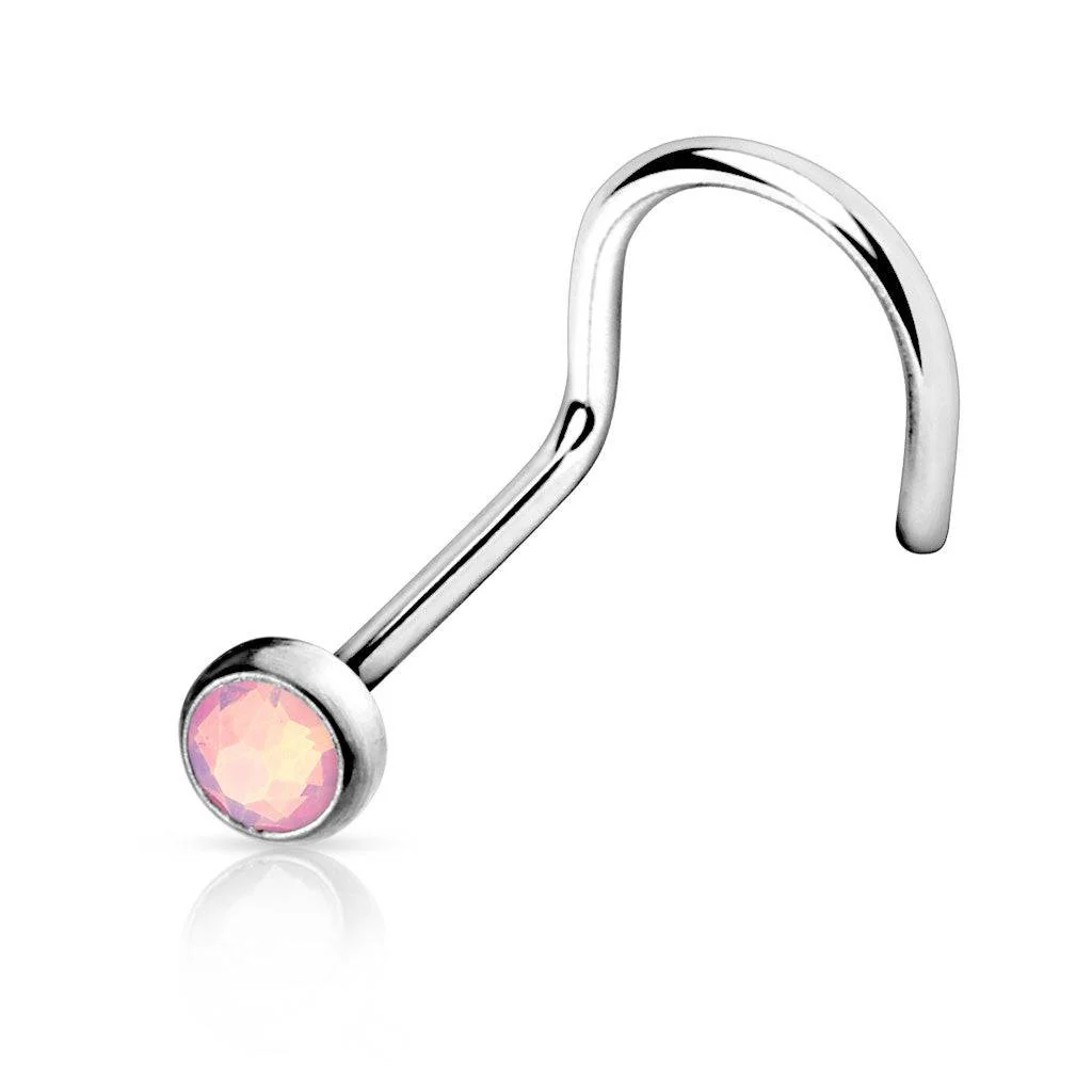 20ga 316L Surgical Steel Opalite Stone Nose Screw Stud - Image 3
