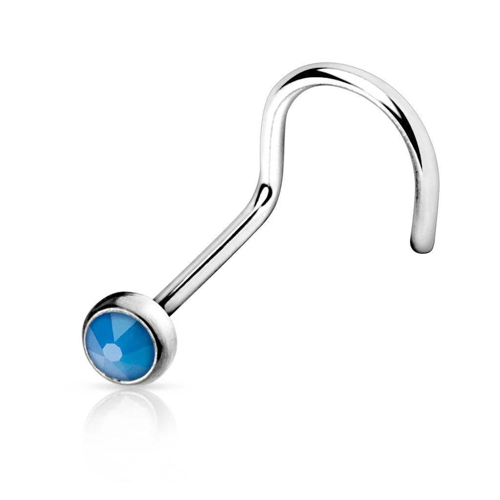 20ga 316L Surgical Steel Opalite Stone Nose Screw Stud - Image 4
