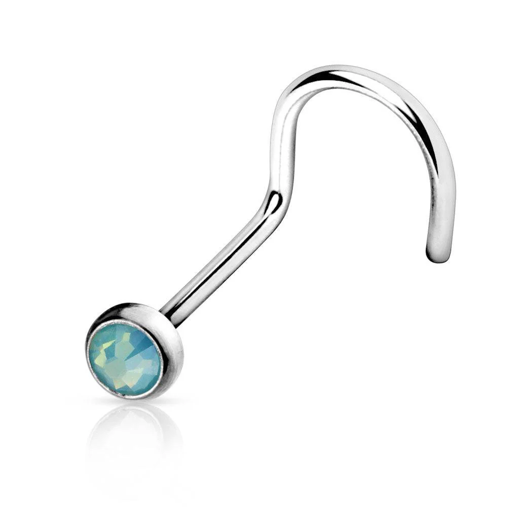 20ga 316L Surgical Steel Opalite Stone Nose Screw Stud - Image 5
