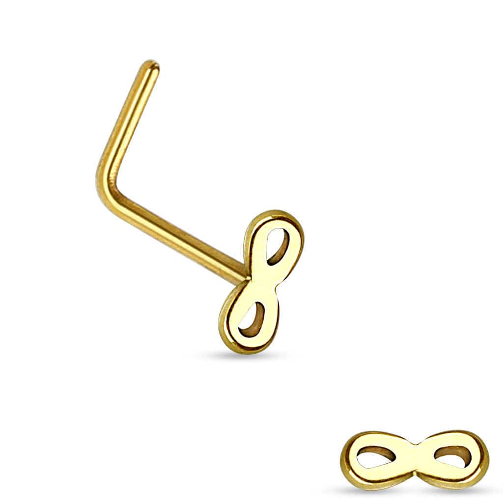 316L Surgical Steel Infinity Figure 8 L Shape Nose Ring Pin - Image 3