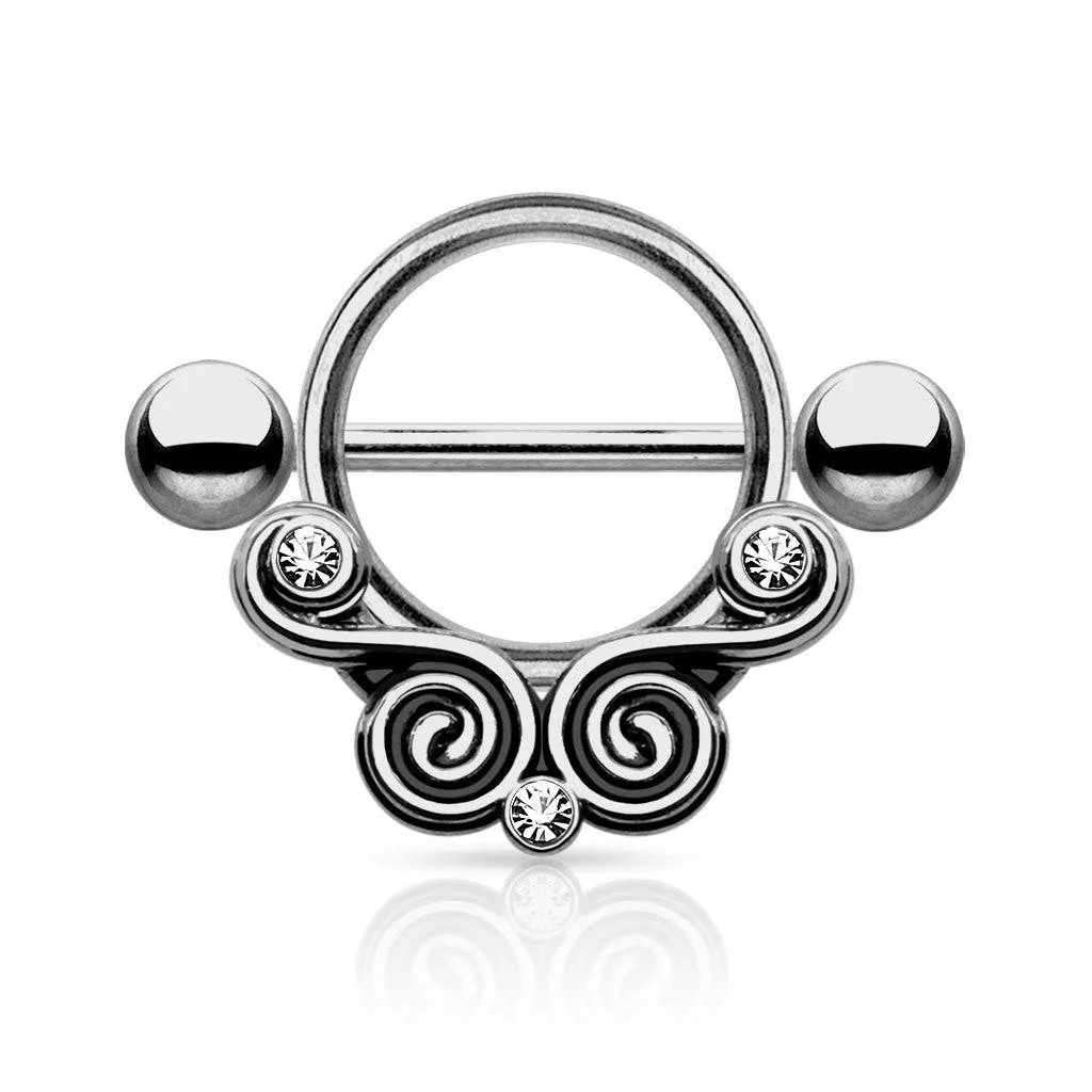 316L Surgical Steel Mini Lace Nipple Shield Barbell - Image 3