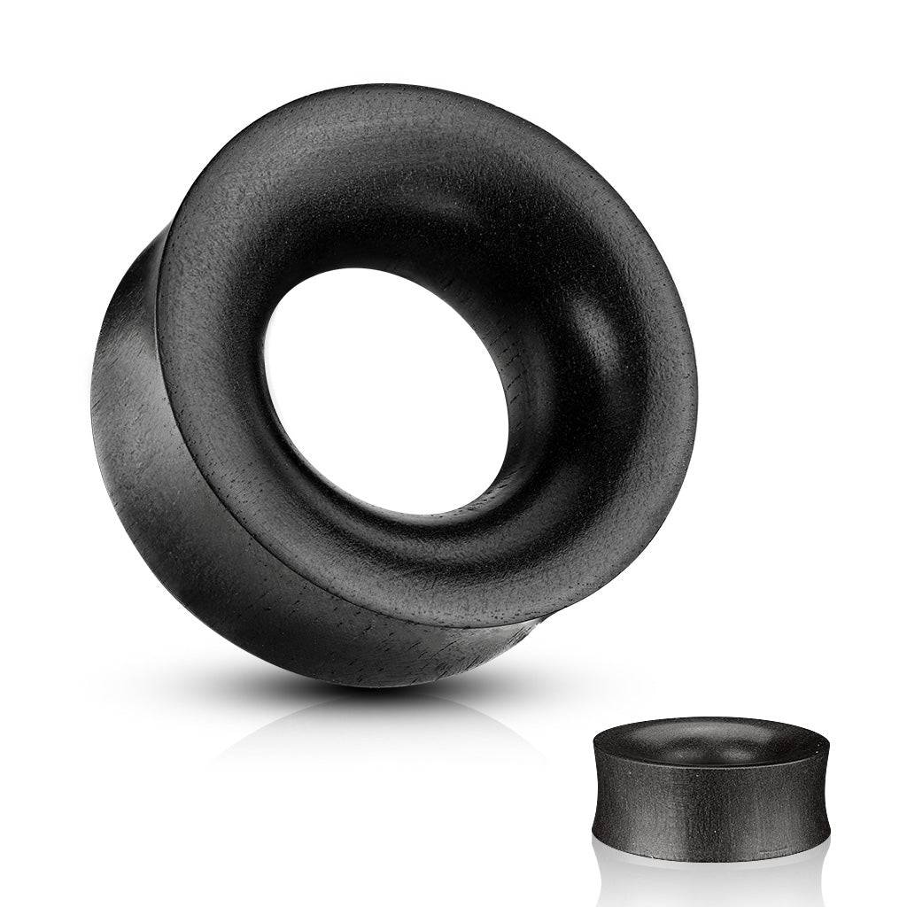Double Flared Organic Black Areng Wood  Concave Ear Tunnels - Image 3